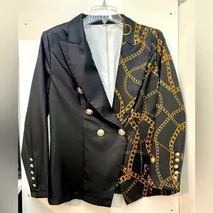Half Pattern Jacket Jackets & Coats | Brand New Half Half Blazer 12 Solid Black 12 Black W ...